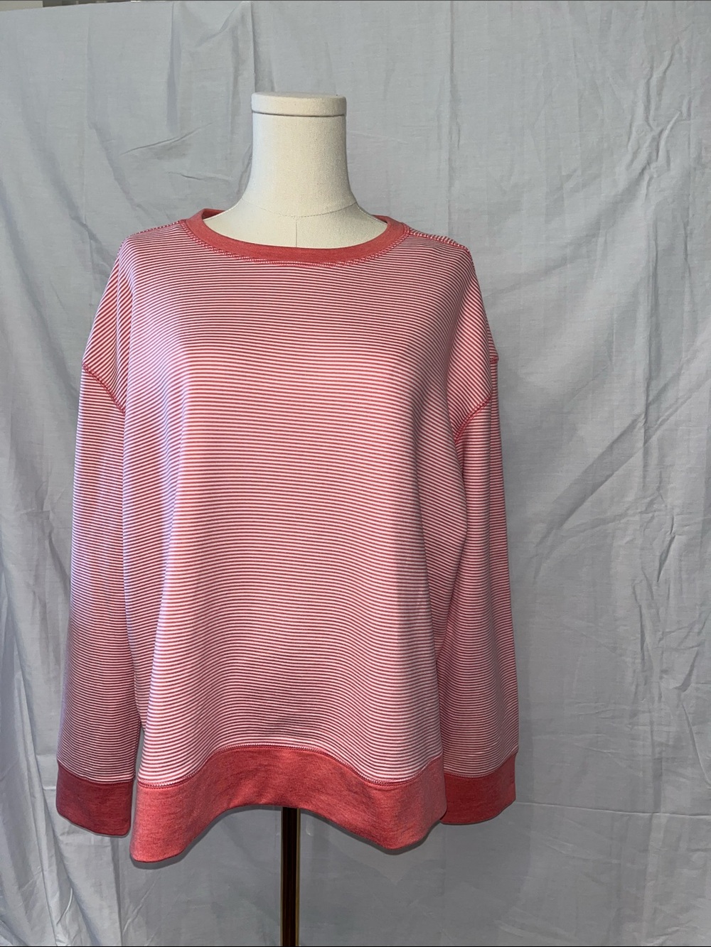 Westbound Coral Pink Striped Crewneck Sweater